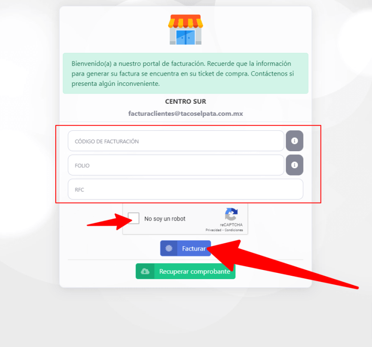 Facturación TACOS EL PATA Generar Factura