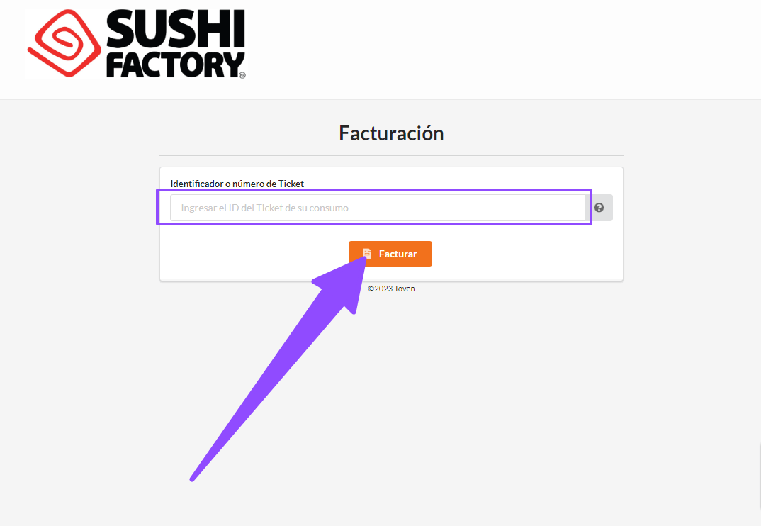 ingresar ticket facturar Sushi Factory Facturacion ADN Fiscal