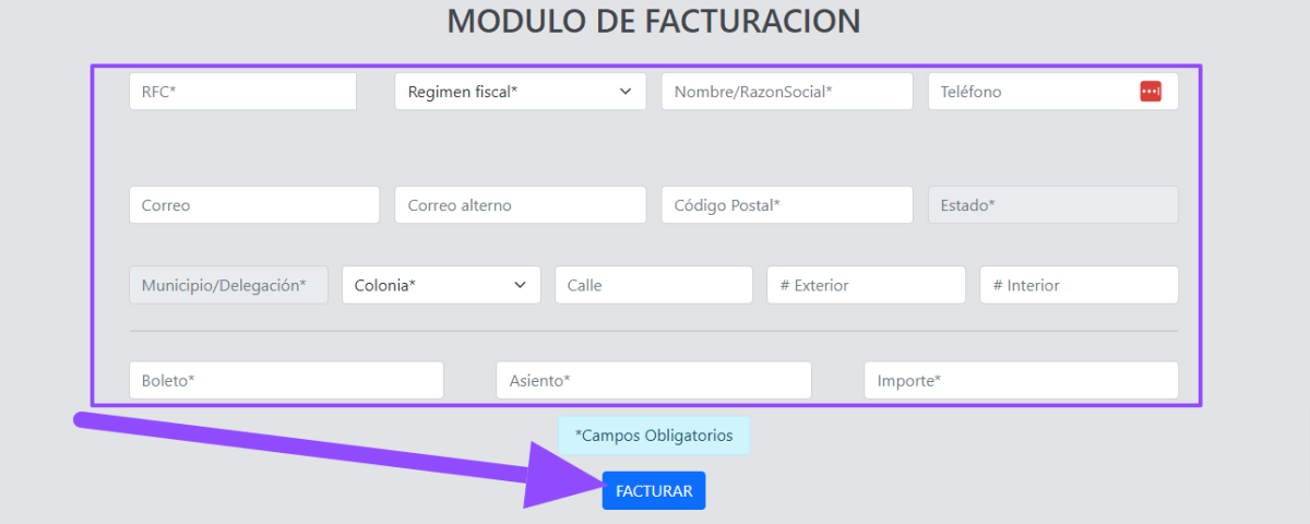 ingresar ticket y datos fiscales facturar Apolo Platinum Facturar Tickets ADN Fiscal