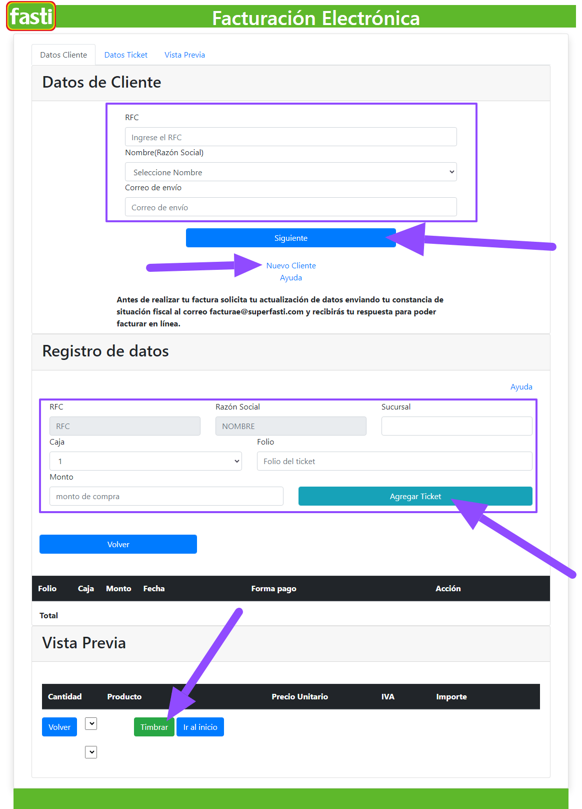 ingresar ticket y datos fiscales fasti facturacion Facturar Tickets ADN Fiscal