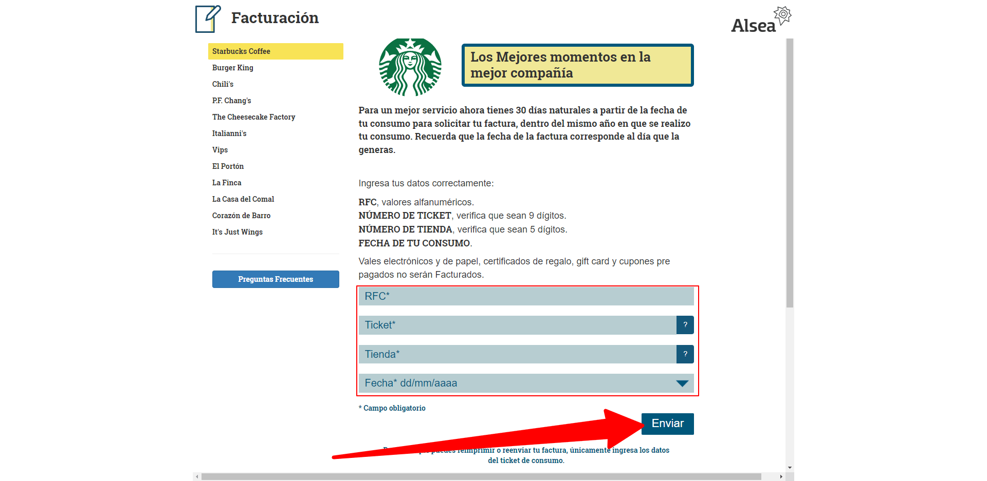 ingresar ticket y rfc facturar Starbucks Facturacion ADN Fiscal