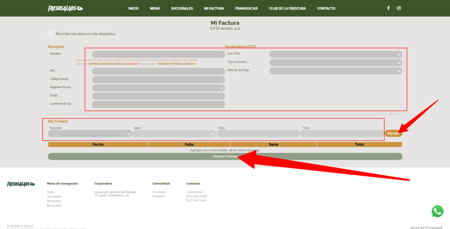 Fresh Salads Generar Factura