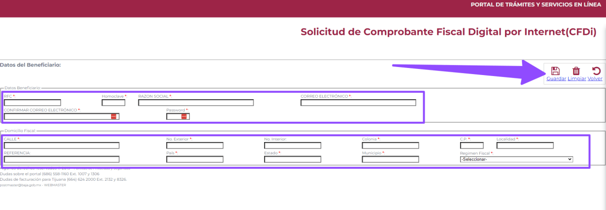 registrar cuenta datos fiscales factura gobierno del estado de baja california ADN Fiscal