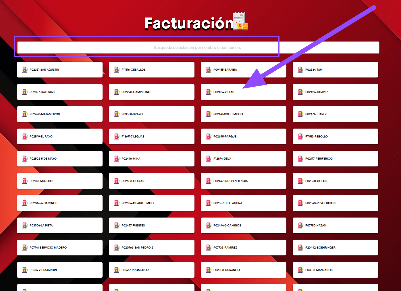 seleccionar estacion facturar Energia y Servicios Coordinados Facturar Tickets ADN Fiscal